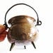 Small German Vintage Copper Threestand Kettle Couldron with Black Handle, Witches Home Decor Item