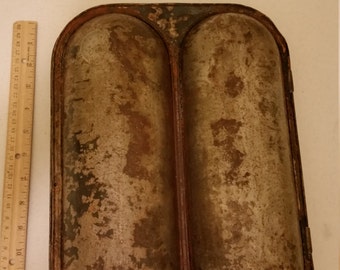 antique bread baking metal tin pan oven mold by ideal - vintage corn bread baking bales logs - kitchen home decor primitive