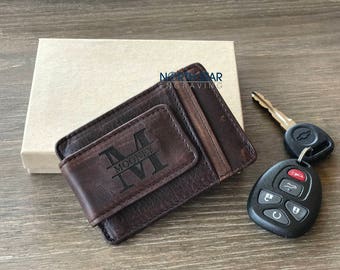 Mens Leather Money clip, Money Clip wallet, Mens Money Clip, Personalized Money clip wallet, Husband gift, Fathers day gift, Boyfriend gift