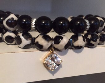 Black & White Holiday Bracelet Stack