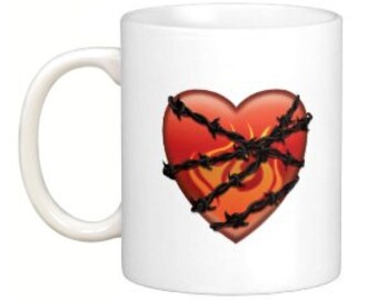 Heart with barbed wire mug