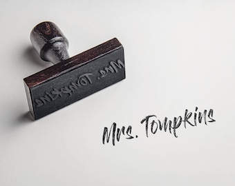 FREE SHIPPING! Custom Name Stamp - Signature - Self Inking or Wood Handle - You Choose Font - Custom Stamp SKU 1741