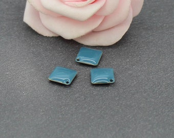 4 sequins square brass enameled colors 8 mm
