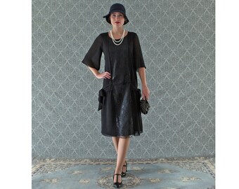 Black 1920s dress, Great Gatsby dress, 1920s flapper dress, Charleston dress, 20s costume, Downton Abbey dress, 1920s clothing, 20er kleider