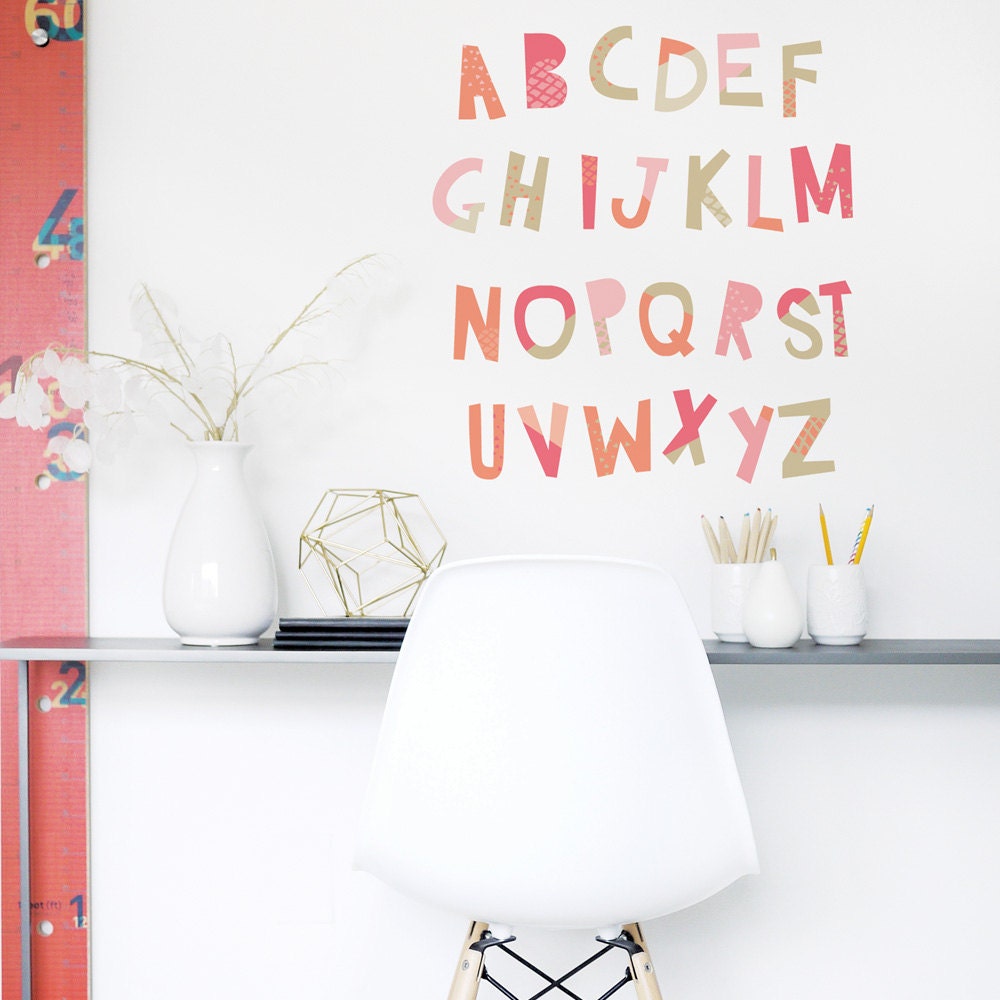 Alphabet Wall Decal Colorful Décor in Kids Room Fabric Wall