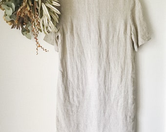 Minimalist Oatmeal Linen Dress