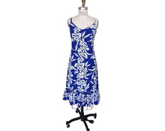 Hawaiian Sun Dress - Ruffle Bottom - Blue