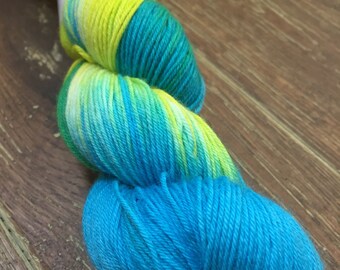 Hand Dyed Superwash Merino Nylon Sock Yarn, 100g/3.5oz, 'Jazz'