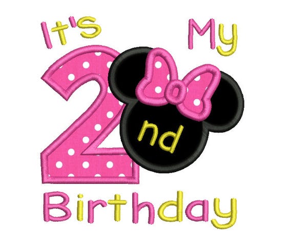 2nd Birthday Minnie Applique Machine Embroidery Design Mouse