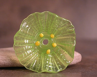 Glass Flower Focal Bead, Lampwork Flowers, Art Glass Flower Focal, Lime Green, Divine Spark Designs, SRA