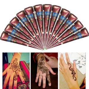 12 Natural Henna Cones, 30gm henna paste in a cone, Handmade henna cones, Hand rolled henna cones, wedding henna kit