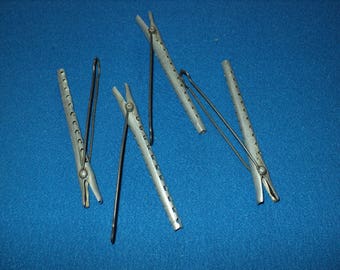 Four Vintage Metal--Old--Silver Colored--1930's Hair Curlers