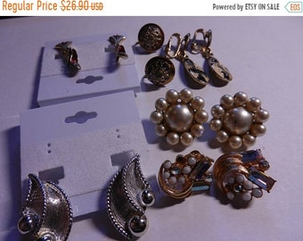Spring Sale 6 Vintage Costume Jewelry Clip on earrings Pairs