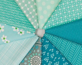 MQ {Stash}builder - AQUA - Fat Quarter Bundle - 10 pieces