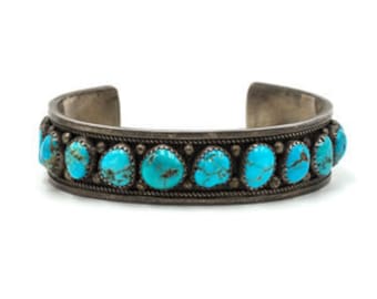 Vintage Native American Turquoise Cuff - Bracelet