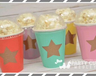 Twinkle Star Birthday Party Favor Cups, Dome Lids-Set of 8, 10 or 12