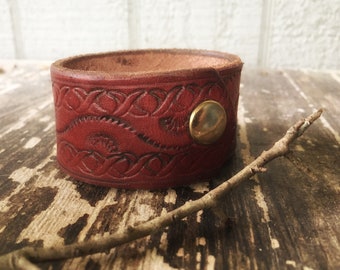 Tooled leather cuff