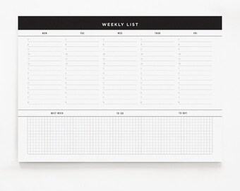 A4 weekly desk planner