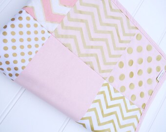 Cot quilt / doona / duvet cover in Pink and Gold