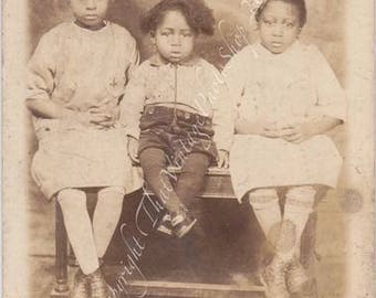 Vintage RPPC - Black Americana - Identified Children 2
