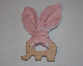 Bunny ear teething ring pink stars