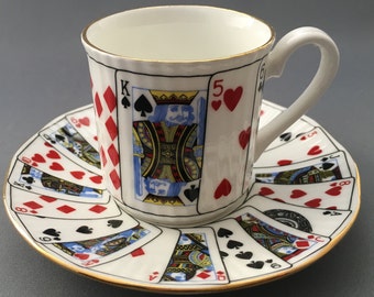 Eliazabethan Cut For Coffee Playing Cards Coffee Cup and Saucer.