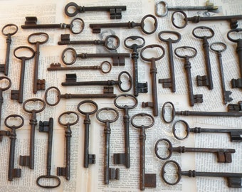 antique keys, skeleton keys, large iron keys, castle keys, large gate keys, 3 french keys,victorian keys, genuine iron ornate keys (w10)