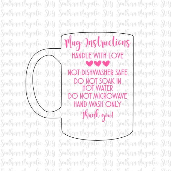 Coffee Mug Care Card Instructions Print and Cut File