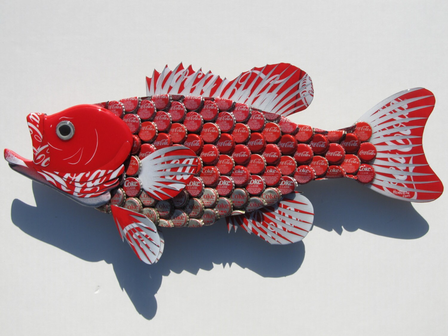 Metal Bottle Cap Fish Wall Coca Cola Wall Art Red Coke