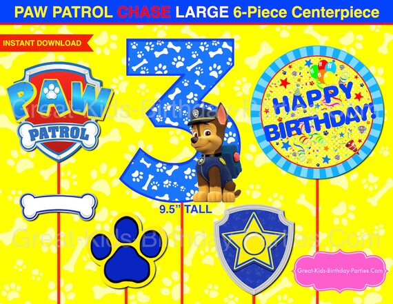 PAW PATROL CENTERPIECE Chase Number 3 Dark Blue. Paw Patrol