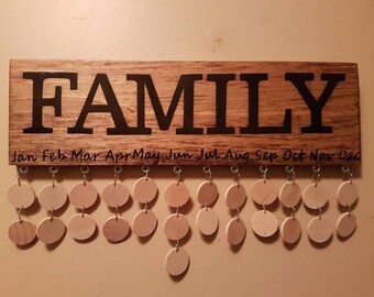 Family Reminder board / wooden Birthday Anniversary Reminder Calendar / handpainted sign / Family calendar