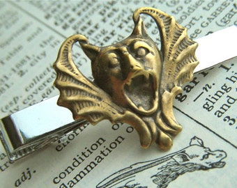 Gargoyle Tie Clip Vampire Bat Tie Bar Gothic Victorian Tie Clip Steampunk Tie Clip Men's Tie Clip