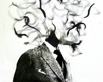 Mess-head no. 005- mixed media - Original Artwork