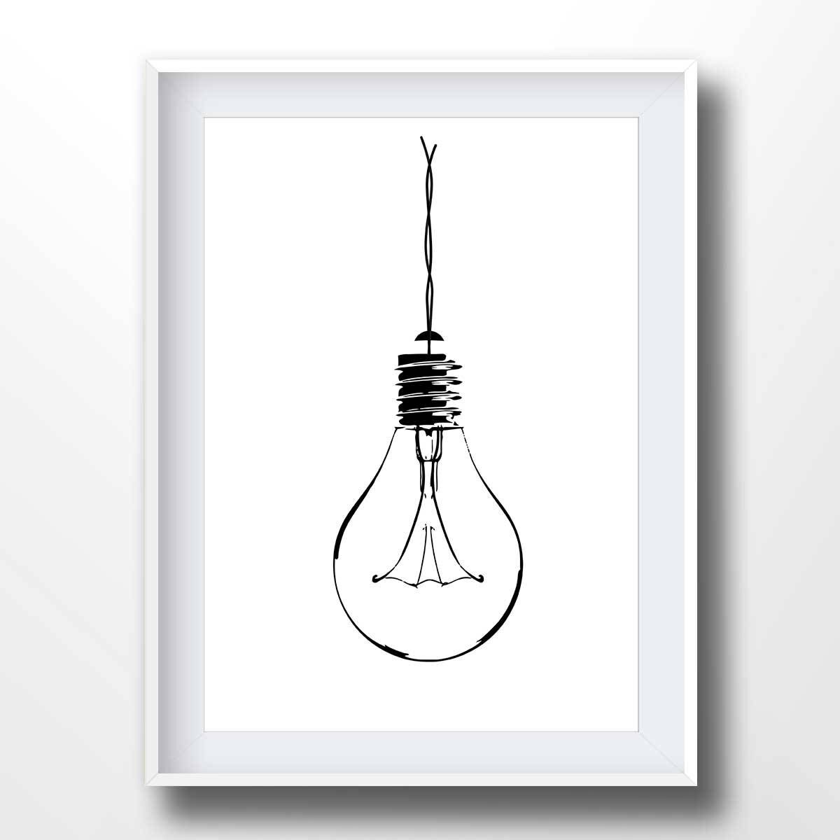 LIGHT BULB Print Light Bulb Wall Art Light Bulb Art Light