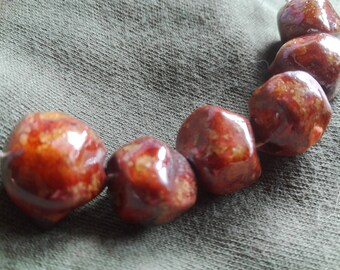 Ceramic Diamond Beads Handmade beads Artisan Beads Clay Pottery N27