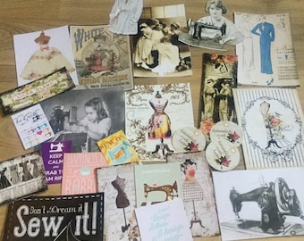 Mega vintage theme sewing ephemera pack