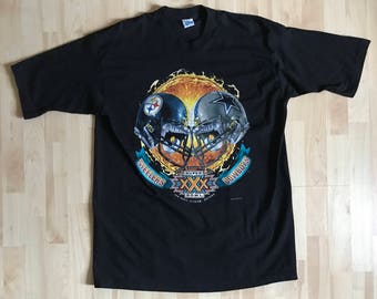 Vintage 1995 Pittsburgh Steelers Dallas Cowboys Super Bowl XXX Salem Sportswear T Shirt Extra Large