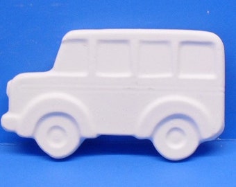 Ready To Paint/DIY/Plaster/ChalkWare/PlasterCraft Flat Back Magnet School Bus Van #521