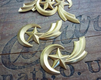 Brass Stampings Moon and Shooting Star Vintage (2)