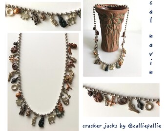 Cracker Jack Necklace Vintage Collectable Charms 1920's - 1950's Fashion Accessory