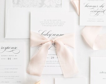 Haley Ribbon Wedding Invitations - Deposit