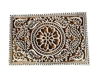 Rectangle Floral Stamp Block Print Stamp Textile Stamp Fabric Stamp