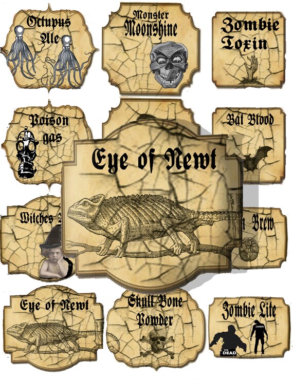 printable Gothic Labels for Halloween bottles and Apothecary