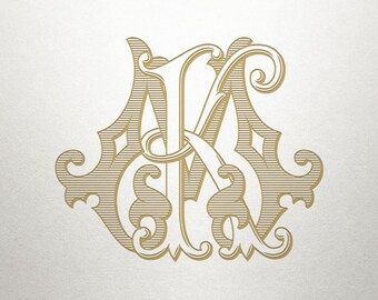 Classic Lettering Design - KM MK - Classic Lettering - Antique