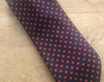 Vintage Blue and Red Tie, Beau Brummell Tie, Navy Blue and Red Checkered Wide Tie from the 1980s, Vintage Necktie, Vintage Wide Necktie