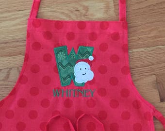 Personalized Christmas Apron - Child's Apron - Art Apron - Cooking Apron - Christmas Apron - Embroidery Christmas Apron