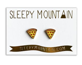 Pizza Earrings - Gold Plated Pizza Slice Stud Earrings
