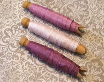 Seam Binding Ribbon on Vintage Clothespins - Wedding, Favor, Rustic, Shabby Chic, Beach, Cottage, French Country