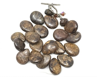 Vintage Bronzite Bracelet Semi Precious Stones Golden Brown Dramatic Bracelet Gemstone Jewelry Vintage
