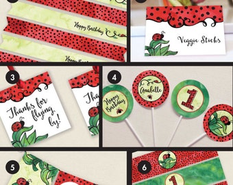 Birthday Party Decorations - Ladybug Birthday - First Birthday - Girl Birthday - DIY Printable Birthday
